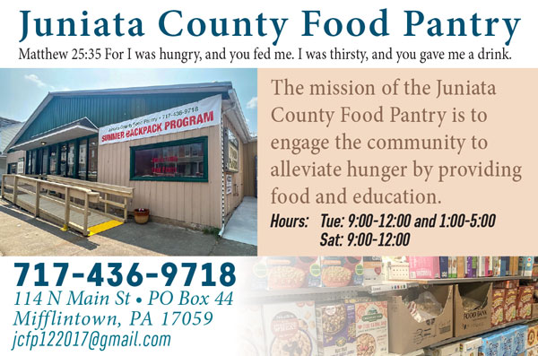 Juniata County Food Pantry <center>Juniata County Food Pantry | <b><a href="tel:717-436-9718">CLICK TO CALL 717-436-9718</a></b></center>