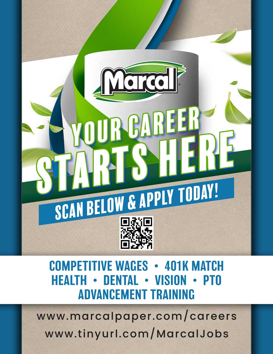 Marcal Paper <center>Marcal Paper| <b><a href="https://www.marcalpaper.com/careers" target="_blank" rel="noopener noreferrer">CLICK HERE to view the website</a></b></center>