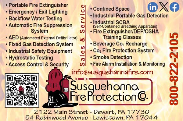 Susquehanna Fire Protection Company <center>Susquehanna Fire Protection Company | <b><a href="https://susquehannafire.com" target="_blank" rel="noopener noreferrer">CLICK HERE to view the website</a></b></center>